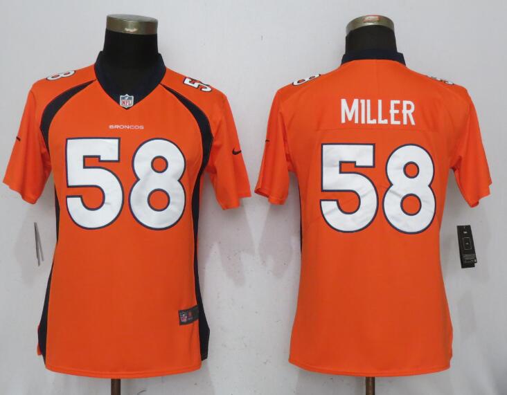 Women Denver Broncos 58 Miller Orange Nike Vapor Untouchable Limited NFL Jerseys